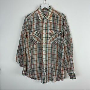 Vintage 70’s Levi’s Plaid Long Sleeve Shirt Men’s Size XL